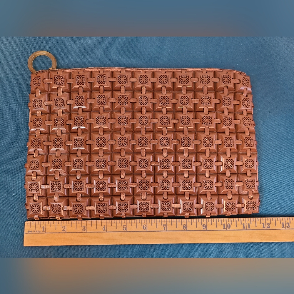 Plasticflex 40s Vintage Plastic Tile Clutch Purse With Lucite Handle